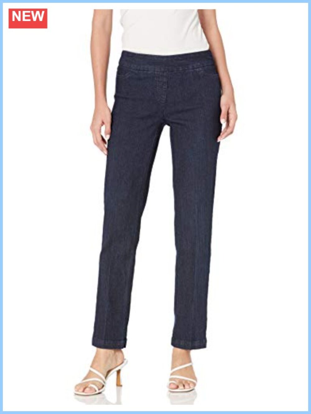SLIM-SATION Women's Pull-On Relaxed Leg Pants Tummy Control Wide Leg